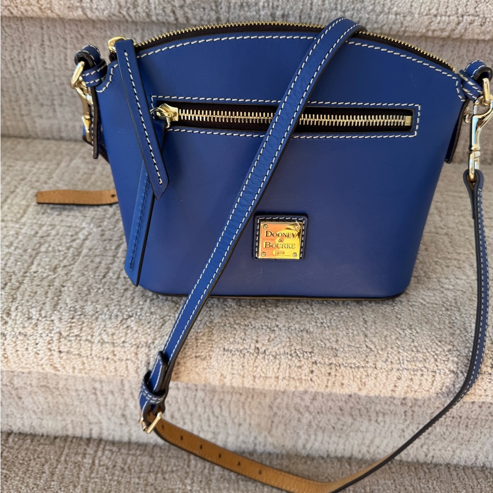 Dooney & Bourke Royal Blue Leather Domed Crossbody Bag